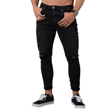 Load image into Gallery viewer, Mens Ripped Jeans for men Casual Black Blue Skinny slim Fit Denim Pants Biker Hip Hop Jeans with sexy Holel Denim Pants