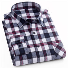 Load image into Gallery viewer, 100% Cotton Flannel Men&#39;s Plaid Shirt Slim Fit Male Casual Long Sleeved Shirts Soft Comfortable Breathable High Quality 4XL