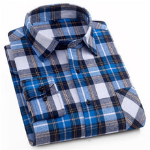 Load image into Gallery viewer, 100% Cotton Flannel Men&#39;s Plaid Shirt Slim Fit Male Casual Long Sleeved Shirts Soft Comfortable Breathable High Quality 4XL