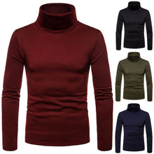 Load image into Gallery viewer, Men&#39;s Casual Slim Fit Basic Turtleneck Sweater Tops Knitted Pullover Sweater Turtleneck Pullover Male Double Collar Tops