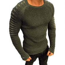 Load image into Gallery viewer, Neck sweater men sweater homme Fashion Sweater Men Pleated Sweater Round Neck Long Sleeve Knitwear Pullover Sweater