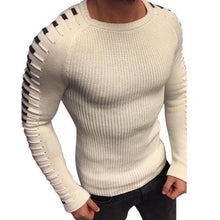 Load image into Gallery viewer, Neck sweater men sweater homme Fashion Sweater Men Pleated Sweater Round Neck Long Sleeve Knitwear Pullover Sweater