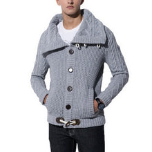 Load image into Gallery viewer, Fashion Vintage Sweater Cardigan Men Winter Warm Turtleneck Sweaters Casual Knitting Tricot Jumper Horns Buckle Thick outwear