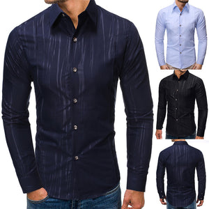 Men Shirts  New Arrivals Texture printing Slim Fit Male Shirt Solid Long Sleeve British Style Cotton Men's Shirt