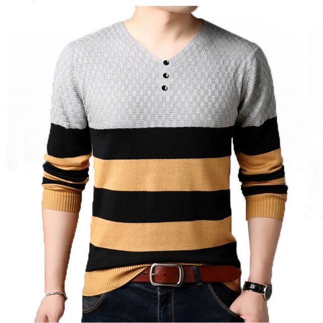 New autumn Korean version of plus-size men's men's sweater young casual men's patchwork sweater hombre