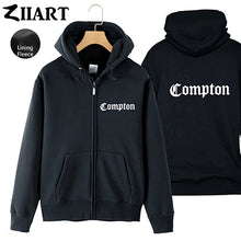 Load image into Gallery viewer, Compton Gothic font Hip Hop Rap Couple Clothes Man Boys Full Zip Autumn Winter Fleece Hooded Coat Jackets ZIIART