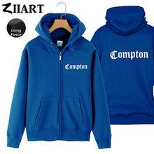 Load image into Gallery viewer, Compton Gothic font Hip Hop Rap Couple Clothes Man Boys Full Zip Autumn Winter Fleece Hooded Coat Jackets ZIIART