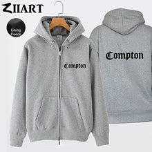 Load image into Gallery viewer, Compton Gothic font Hip Hop Rap Couple Clothes Man Boys Full Zip Autumn Winter Fleece Hooded Coat Jackets ZIIART