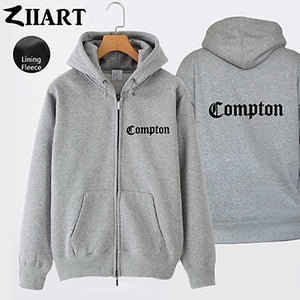 Compton Gothic font Hip Hop Rap Couple Clothes Man Boys Full Zip Autumn Winter Fleece Hooded Coat Jackets ZIIART