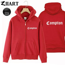 Load image into Gallery viewer, Compton Gothic font Hip Hop Rap Couple Clothes Man Boys Full Zip Autumn Winter Fleece Hooded Coat Jackets ZIIART