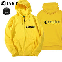 Load image into Gallery viewer, Compton Gothic font Hip Hop Rap Couple Clothes Man Boys Full Zip Autumn Winter Fleece Hooded Coat Jackets ZIIART