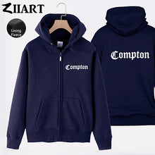 Load image into Gallery viewer, Compton Gothic font Hip Hop Rap Couple Clothes Man Boys Full Zip Autumn Winter Fleece Hooded Coat Jackets ZIIART