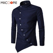 Load image into Gallery viewer, Men Shirt 2018 Personality Oblique Button Irregular Men Casual Shirt Men Clothes Long Sleeve Casual Slim Fit Male Shirt XXL